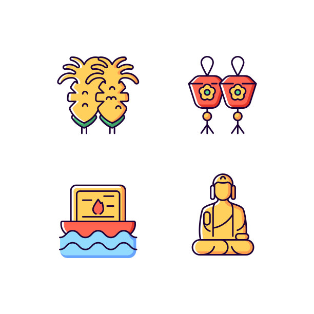 台湾文化RGB颜色图标集。图片下载