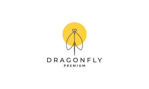 线条蜻蜓与日落标志符号图标图片下载