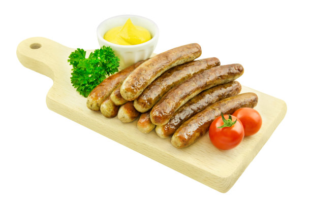 十根纽伦堡香肠孤立在白色背景下图片下载