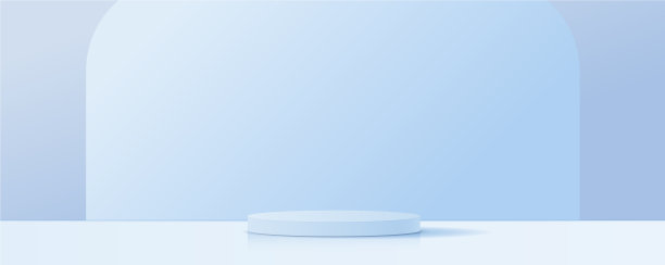 化妆品蓝色背景和优质领奖台图片下载