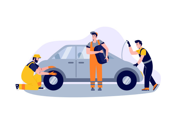 汽车服务工人的形象在平面风格矢量插图。图片下载