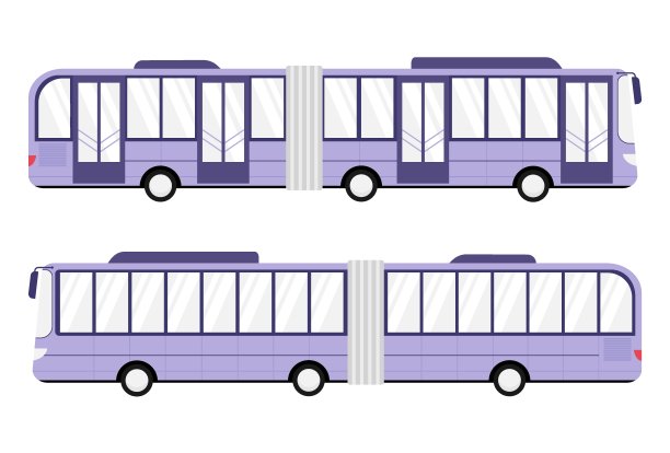 四门铰接式巴士。图片下载