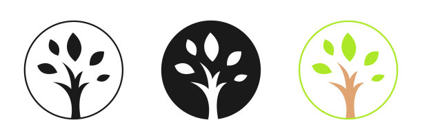 树剪影图标集。生态环保理念。图片下载