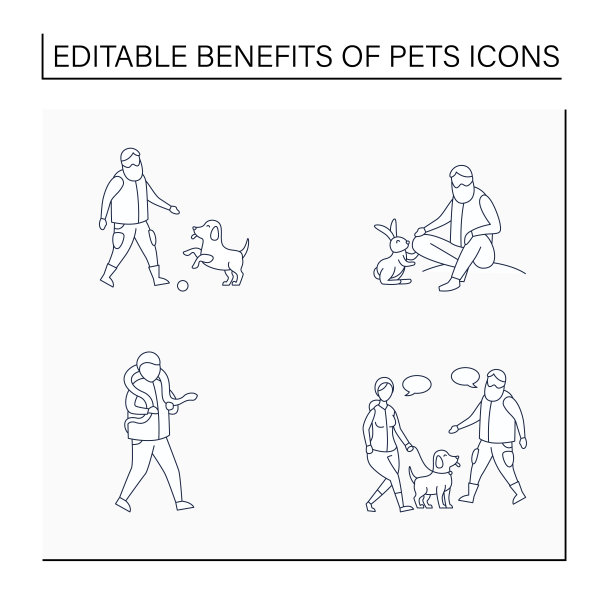 宠物福利线性图标集图片下载