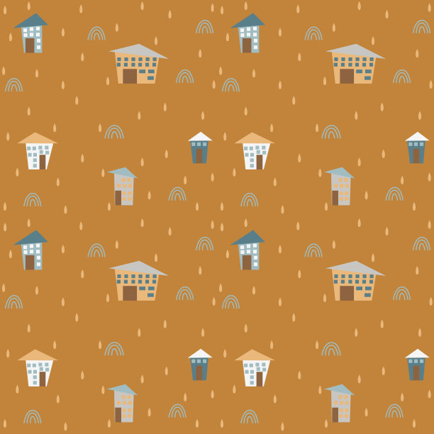 图案许多不同的房子下降和彩虹图片下载