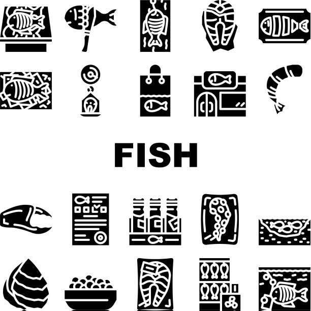 鱼类市场产品收集图标集图片下载