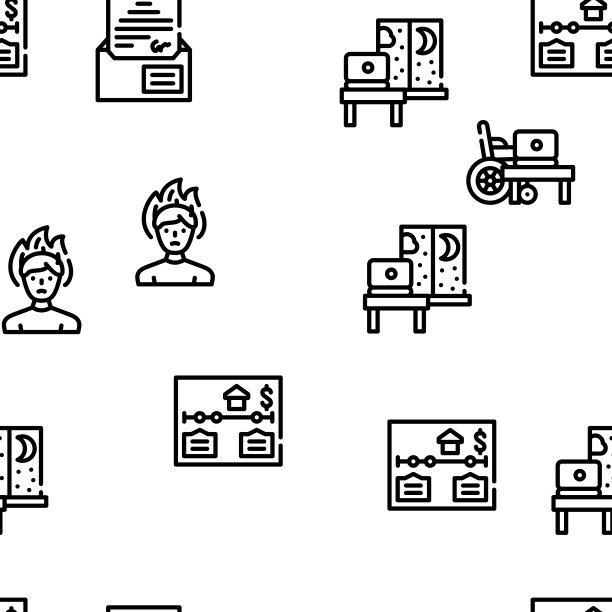 远程工作从家矢量无缝模式图片下载