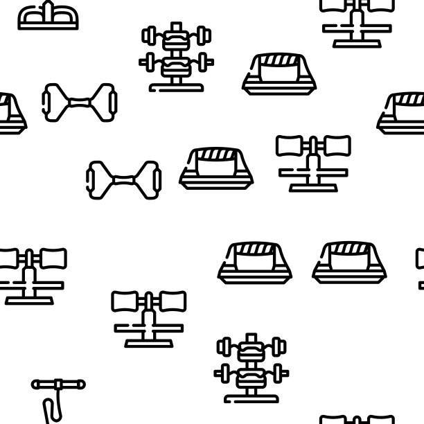 家庭健身器材矢量无缝模式图片下载