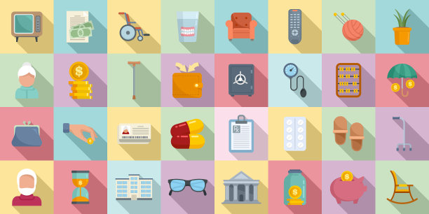 退休图标设置扁平风格图片下载