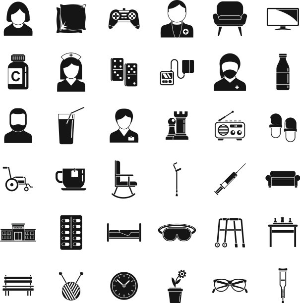 积极的养老院图标设置简单的风格图片下载