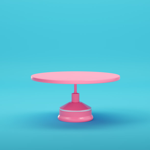 粉红色的空产品展示站在明亮的蓝色背景柔和的颜色图片下载