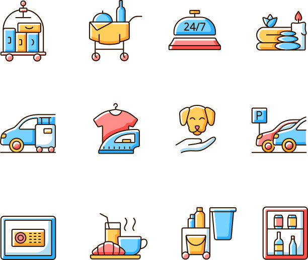 酒店服务RGB颜色图标设置图片下载