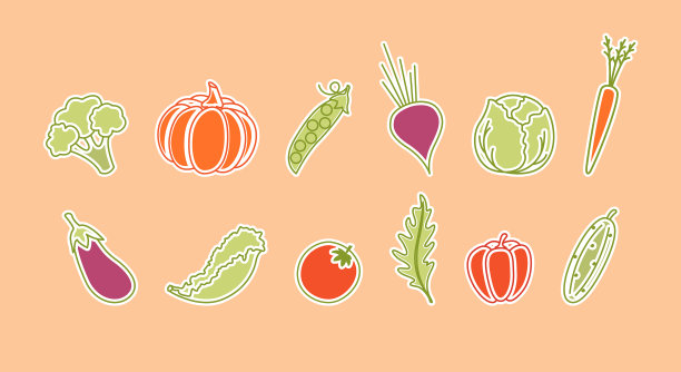 一套贴有蔬菜的健康食品图片下载