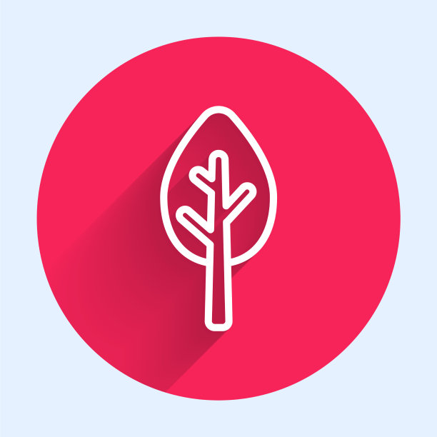 白色线树图标孤立与长阴影图片下载