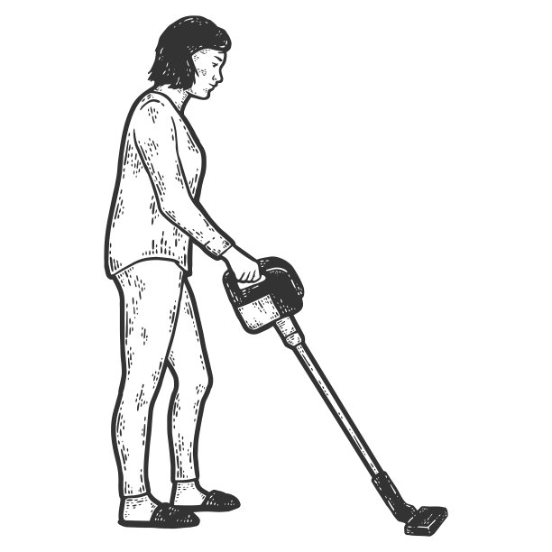 女人用吸尘器素描刮板模仿图片下载