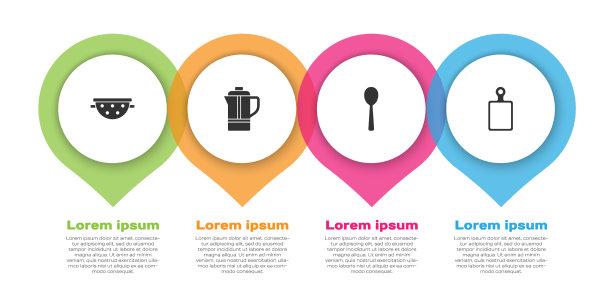 设置厨房漏勺、茶壶、勺子和切割图片下载