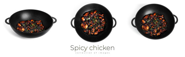 甜酸辣酱鸡。芝麻烧鸡。在白色背景上隔离图片下载