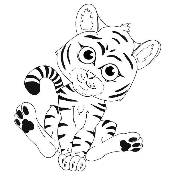 可爱的老虎涂鸦手画平图片下载