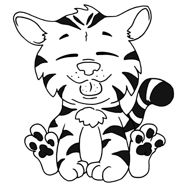 可爱的老虎涂鸦手画平图片下载