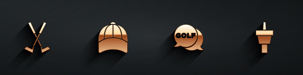 设置交叉的高尔夫球棒棒球帽高尔夫标签图片下载