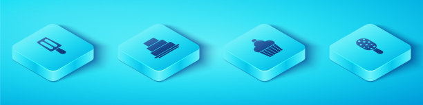 设置等距冰淇淋蛋糕和图标图片下载