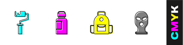 设置油漆滚筒刷油漆水粉画罐染色图片下载