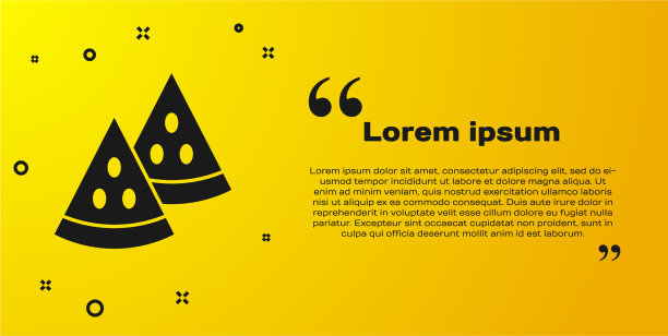 黑色西瓜图标孤立在黄色上图片下载