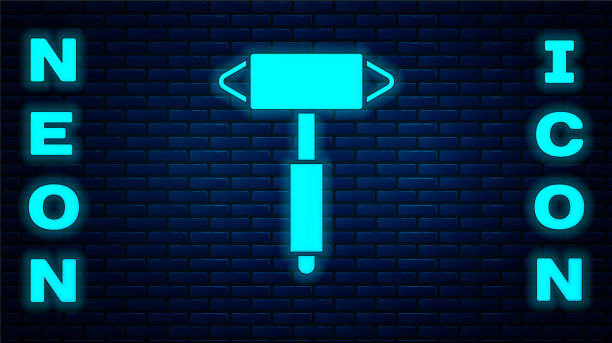 发光的霓虹灯消防斧图标隔离图片下载