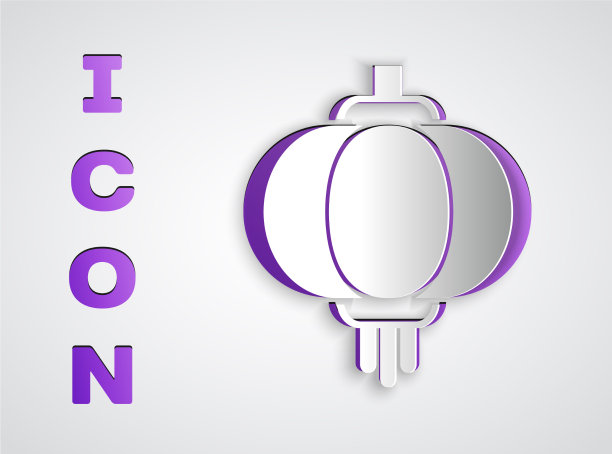 剪纸中国纸灯笼图标孤立上图片下载