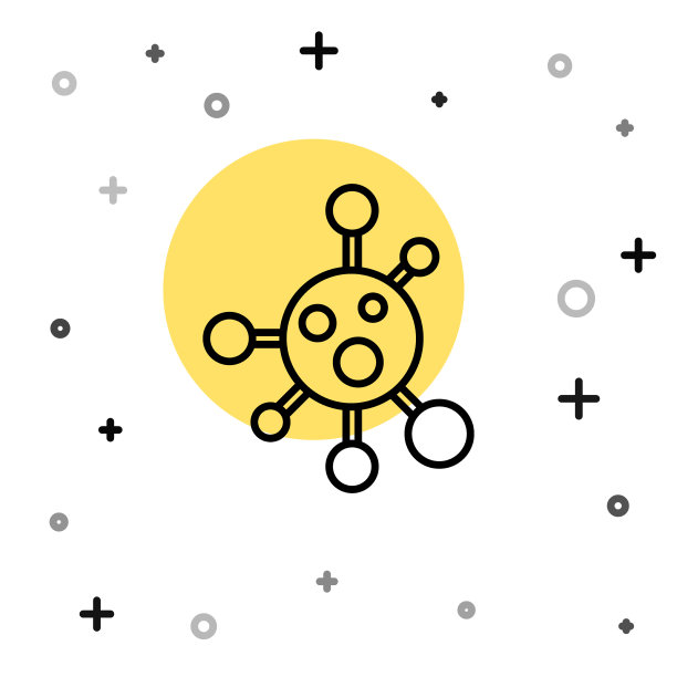 黑线分子图标孤立在白色上图片下载