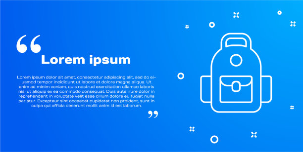 白色线学校背包图标孤立在蓝色图片下载