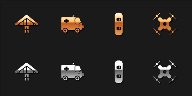 设置悬挂式滑翔机救护车和急救车图片下载