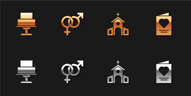 设婚礼蛋糕和性别教堂建筑图片下载