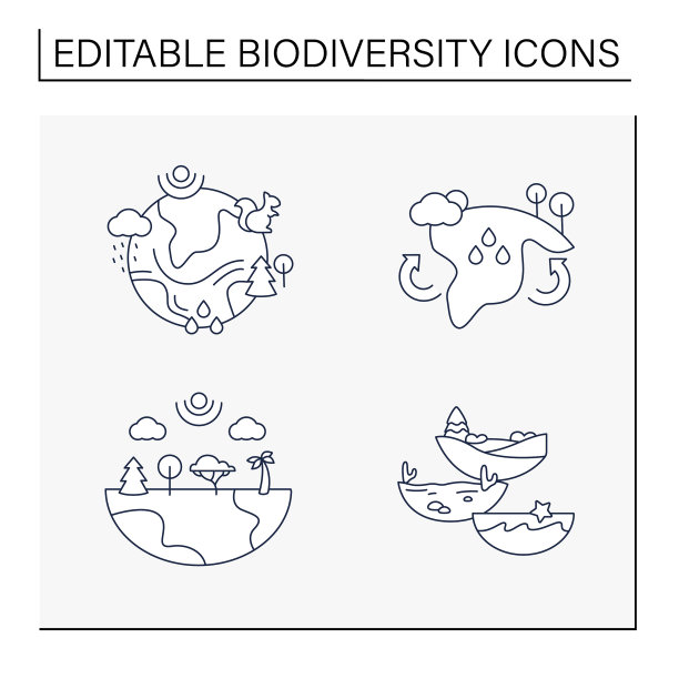 生物多样性线图标集图片下载