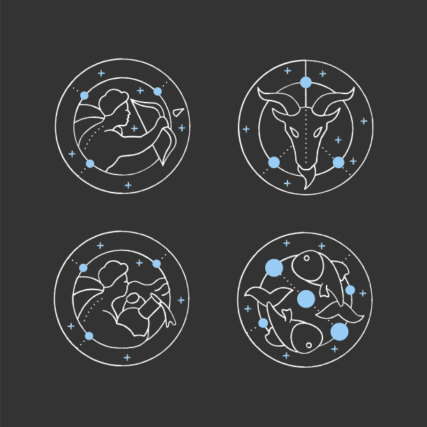 十二生肖粉笔图标套装图片下载