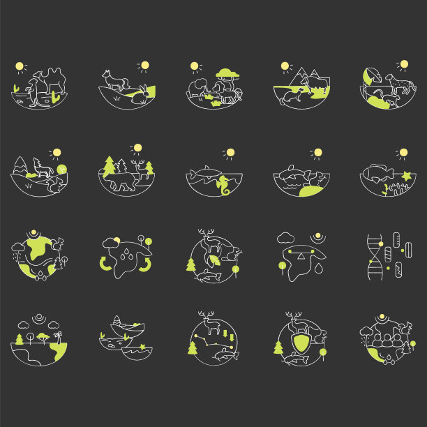 生物多样性粉笔图标集图片下载