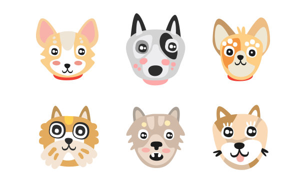 不同的狗嘴和头部，尖耳朵图片下载