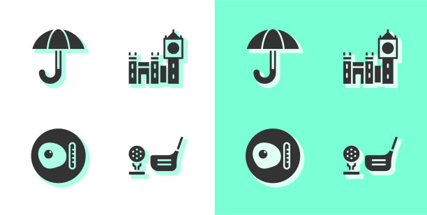 设置高尔夫球杆与球在tee伞英国图片下载