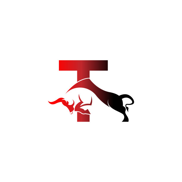 混合字母标志图标与公牛设计符号图片下载