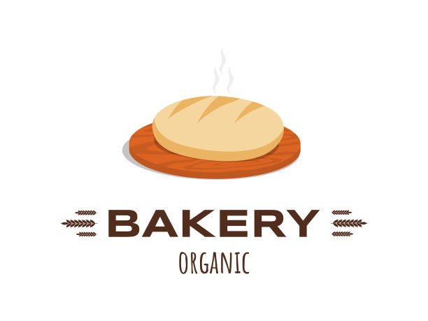 有机面包标识设计与文字新鲜可口图片下载