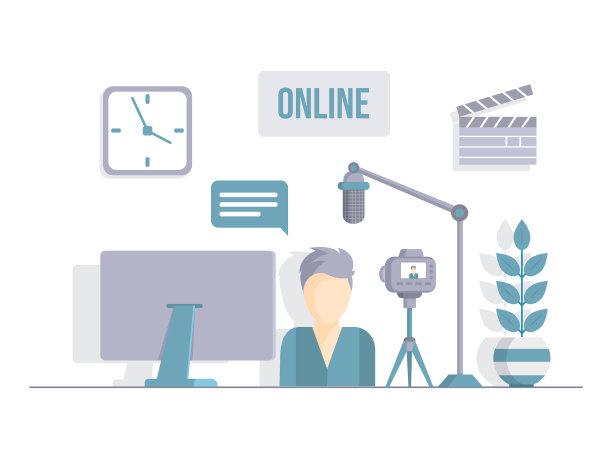 广播电视主持人或博客录制节目视频图片下载