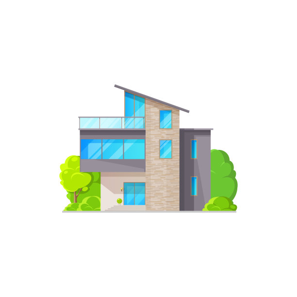 房屋建筑隔离庭院外立面图片下载