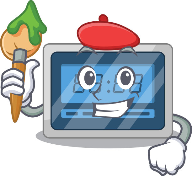 一个艺术数字计时器艺术家吉祥物设计图片下载