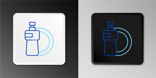 线洗碗液瓶和盘子图标图片下载