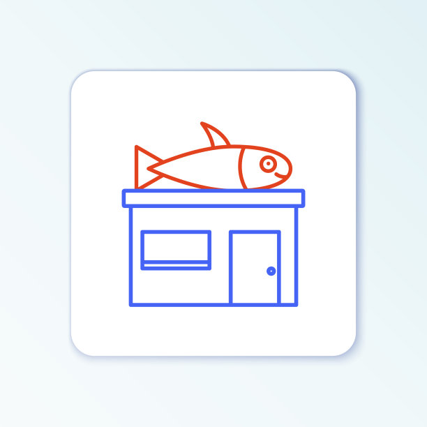 线海鲜店图标孤立上白色图片下载