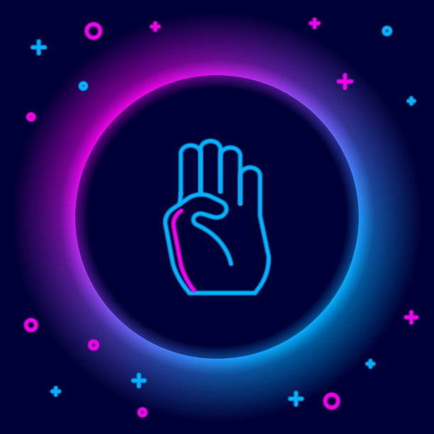 发光的霓虹线印度符号手图标孤立图片下载