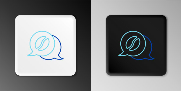 线咖啡和对话图标孤立在灰色图片下载