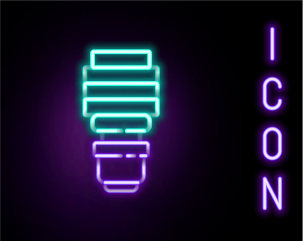 发光的霓虹灯线led灯泡图标隔离图片下载