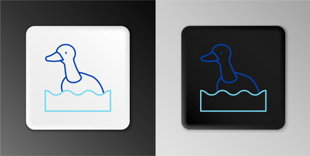 直线飞行鸭子图标孤立在灰色背景图片下载