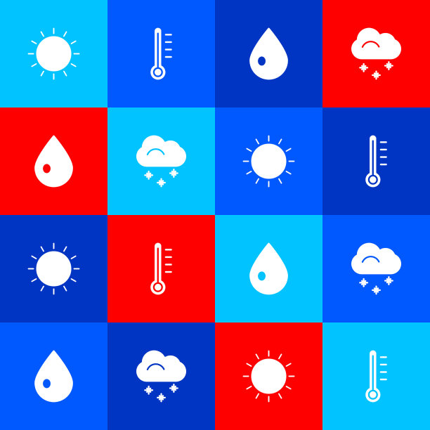 Set sun气象学温度计水滴和图片下载
